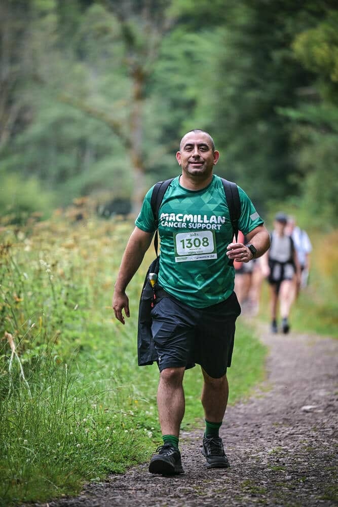 James undertaking the 26 mile hike