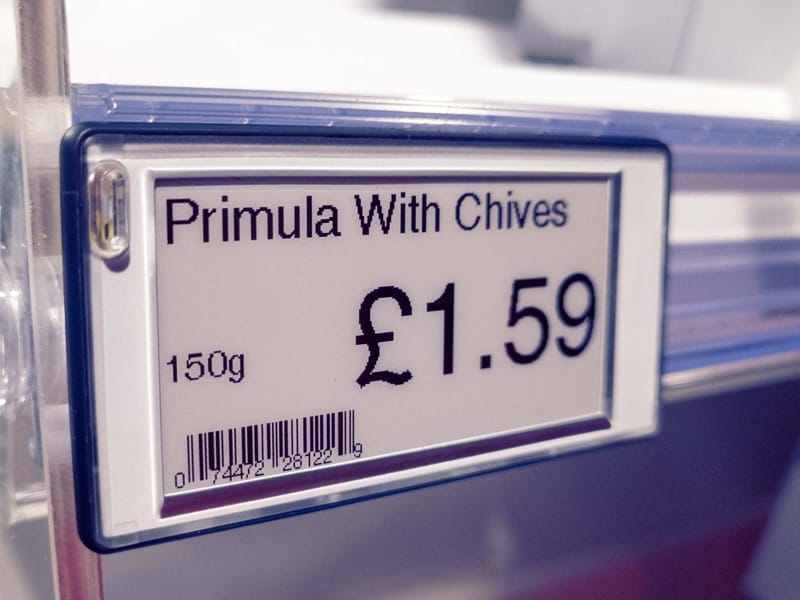 electronic shelf edge labels on holder